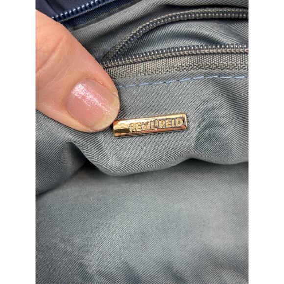 Remi / Reid Anthropologie Lindy Woven Clutch Shoulder Bag Blue Vegan Leather Gol - Picture 3 of 8